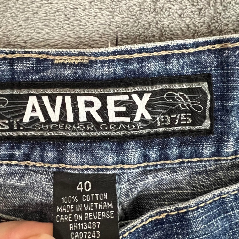 Vintage Y2K Avirex Baggy Denim Shorts Mens 40 Faded Patina Skater Grunge - Picture 3 of 10
